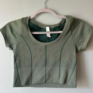 Aerie Olive Ribbed Crop Top